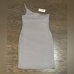 Rachel Polly Happy One Shoulder Bodycon Mini Dress - Pebble Gray Size Small NWT